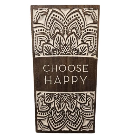 Large Etched Wooden Sign – “Choose Happy” –  24” Tall Approx. - Picture 1 of 2